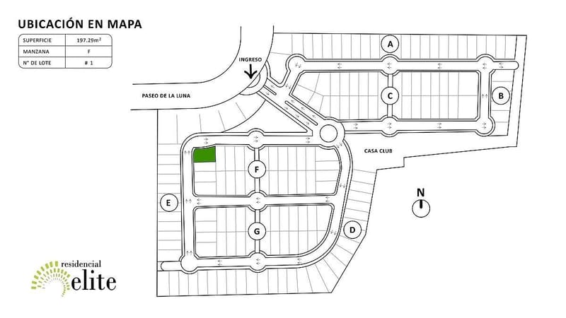 Terreno en Esquina en Venta 197 m2 - Residencial Elite en Solares